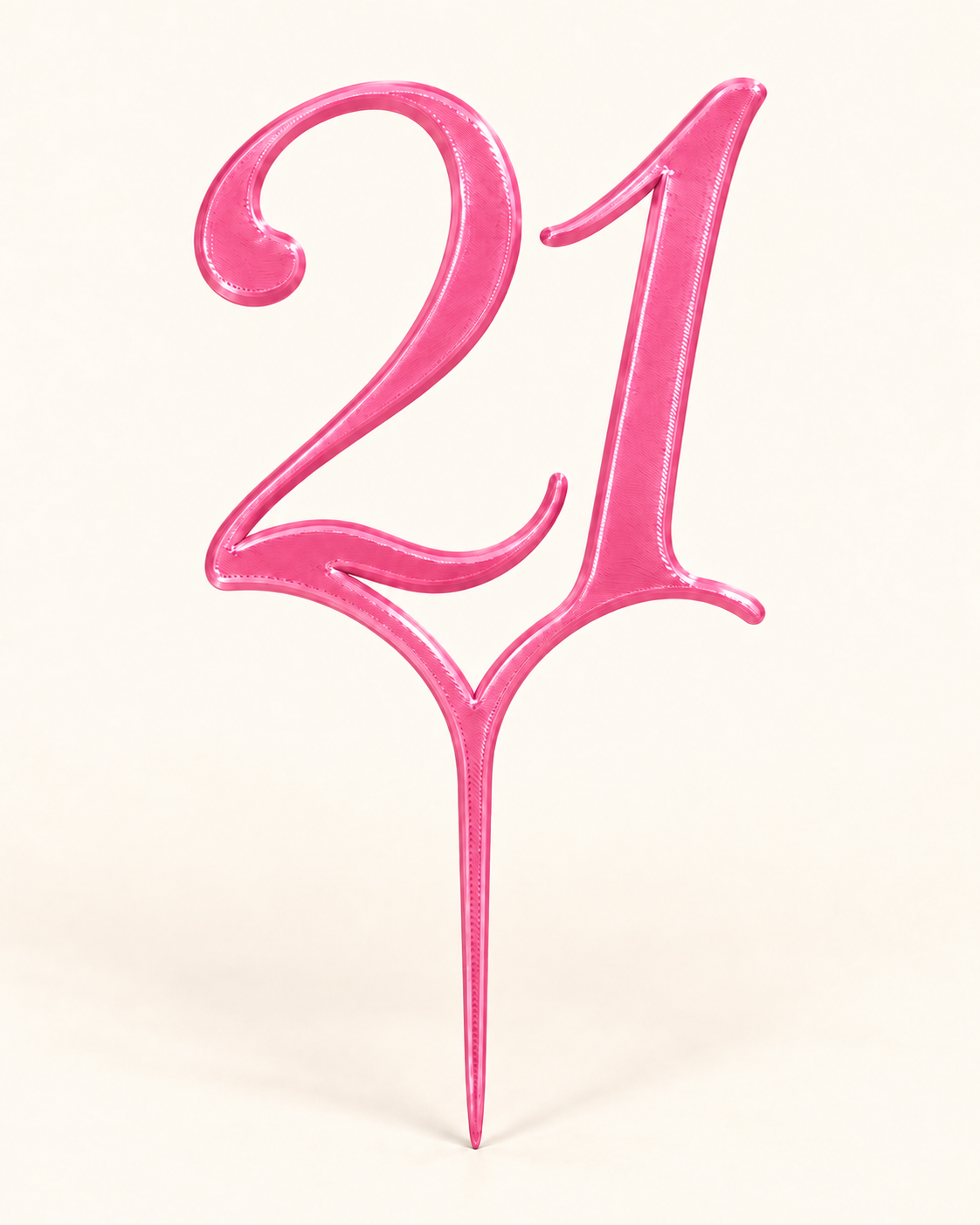 Digital mockup of number 21 centerpiece pick in pink, cream background